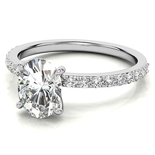 10K Solid White Gold Handmade Engagement Ring 1 Ct Oval Cut Moissanite Diamond Solitaire Wedding/Bridal Ring For Women/Her Anniversary Ring Sets (7) #TOP2