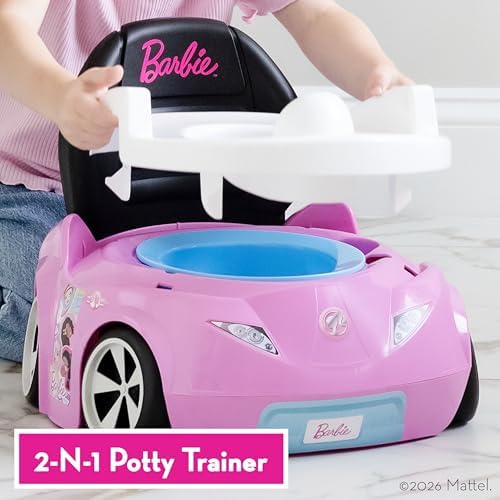 Barbie 컨버터블 자동차 변기 훈련 변기, 탈착식 유아용 변기 시트 및 아동용 변기 포함, 12개월 이상, 핑크 — 사진 4