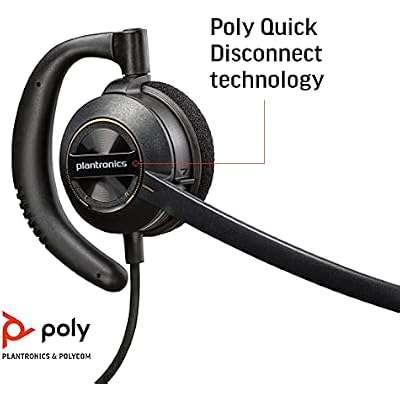 Poly - EncorePro 530 Quick Disconnect (QD) Headset (Plantronics) - Works with Poly Call Center Digital Adapters (Sold Separately) - Acoustic Hearing Protection - Over-the-Ear Wearing Style,Black