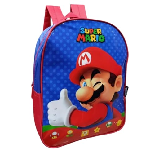 Mochila De Costas Super Mario Pequena Infantil Escolar Creche Passeio (Azul)