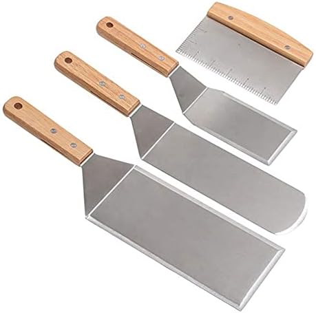 Walgreen Xample Professional Griddle Spatula Set - Stainless Steel Metal and Scraper Heavy Accessories Great for Cast Iron BBQ Flat Top Grill Commercial Grade (WHGT-4P-2022)