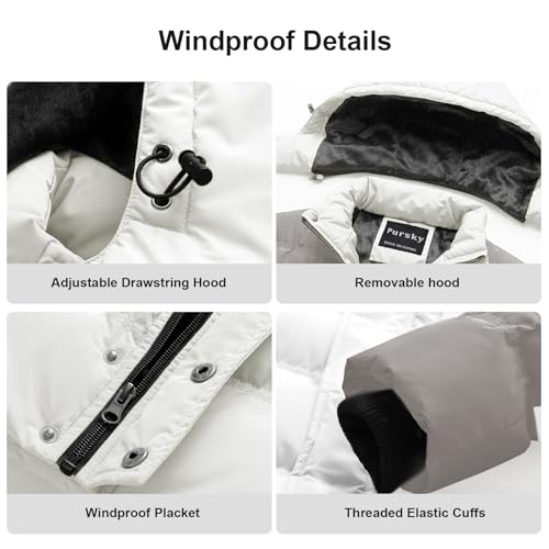 Image of Pursky Men's Puffer Jacket Waterproof Winter Bubble Coats Ski Parka Fur Hooded