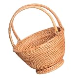 PENIKOKO Großer Rattan Korb mit Henkel Handgeflochtener Aufbewahrungskorb für Lebensmittel Obst und Snacks Vielseitiger Picknickkorb mit Großem Öffnungsdesign Robust und Natürlich für