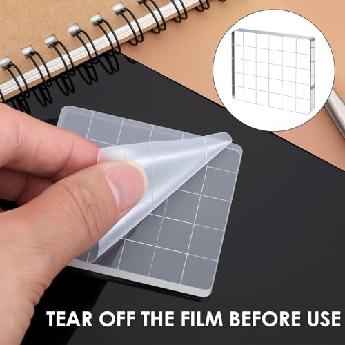 Mabor 6Pcs Acrylic Blocks for Stamping, Acrylic Stamp Blocks, Clear Stamping Tools Set with Grid Lines for Scrapbooking DIY Crafts Card Making, Assorted Sizes - Thumbnail 3