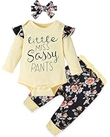 Baby Girl Clothes Newborn Girl Long Sleeve Ruffer Onesies + Floral Pants + Headband Sets Infant Girl Outfits Apricot