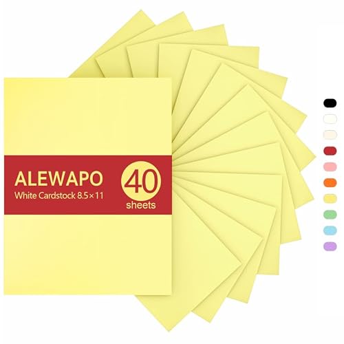 ALEWAPO Yellow Cardstock 8.5 x 11 Thick Paper, 40 Sheets, ThickPaper 75 LB/200 GSM, Cardstock Printer Paper 8.5 x 11, Yellow Card Stock for Invitations, Menus, Wedding