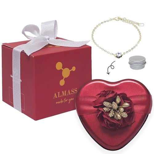 Ideal para regalo para mujer, regalo original para mujer, San Valentín, San Valentín, regalo de cumpleaños para mujer: caja con espejo + un conjunto de joyas plateadas + vela natural, Plata
