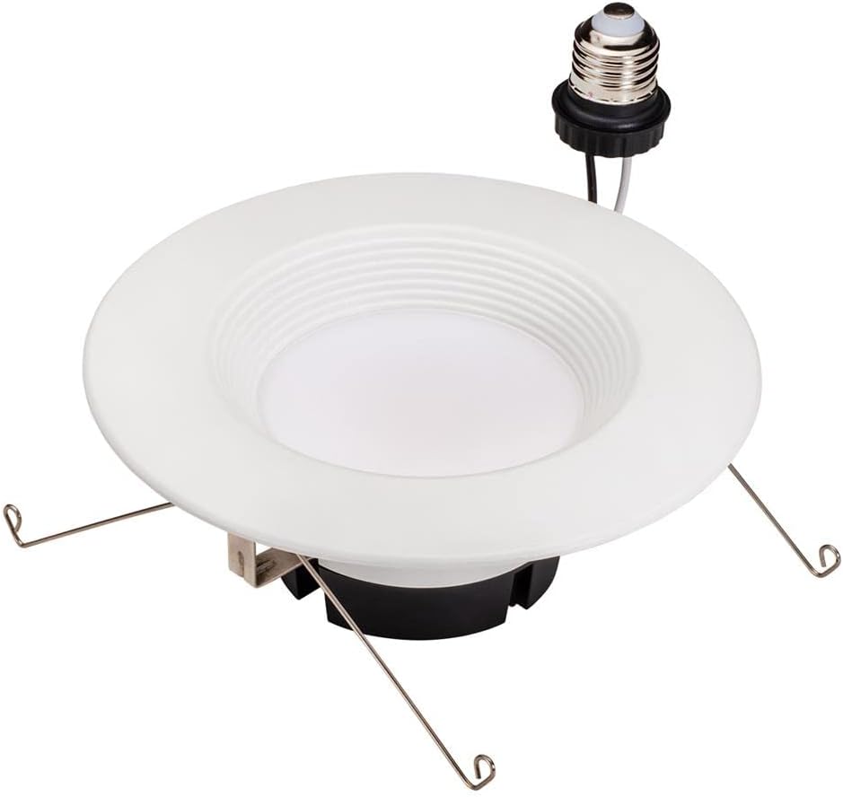 Topaz Round 4 Inch LED Recessed Retrofit Downlight, 7 W, Baffle Trim, 5CCT Selectable 2700K,3000K,3500K,4000K,5000K, White