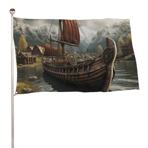 Drapeau de bateau ancien 88,9x150cm double face : drapeaux de bienvenue pour cour et porche