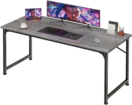 PRAISUN 55" Computer Desk, Office Desk, Grey