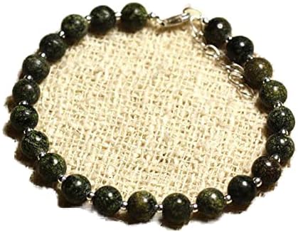 Bracelet sterling silver and stone - Serpentine 6mm Code- WAR7000