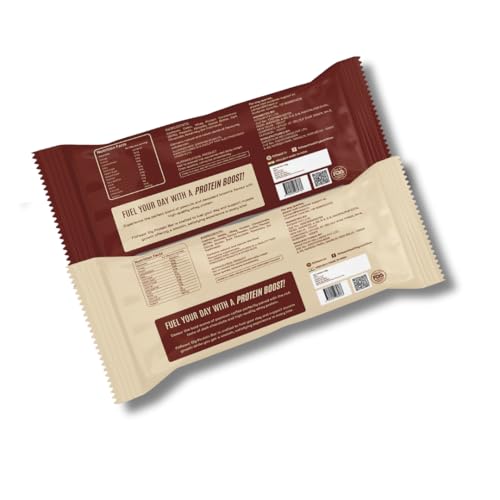 Image of FitFeast Dessert Protein Bar, Pack of 8 | 4 x Mocha Boost & 4 x Nutty Brownie | 12g Protein each | Zero Added Sugar & No Artificial Preservatives | 45g Bar | As Seen on Shark Tank