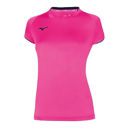 Image of Mizuno Core SS Tee Women's T-Shirts, Womens, T-Shirts, 32EA7202, Pink Fluo/Navy, 3XL