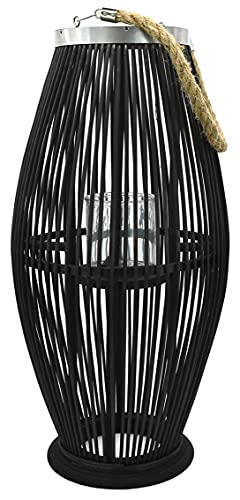 Kerzenhalter Hängend Bambus mit Henkel und Glaseinsatz Windlicht...