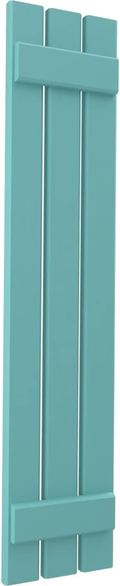 Ekena Millwork ARW101SB311X82PTH Americraft Three 2 Exterior Real Wood Spaced Board-n-Batten Shutters (Per Pair), 11 1/2"W x 82"H, Pure Turquoise