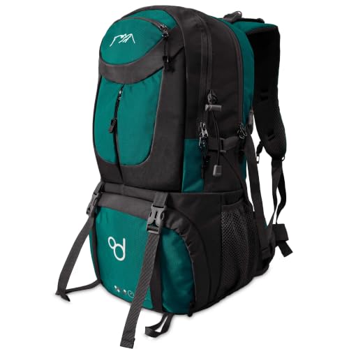 OcioDual Mochila Senderismo 50 Litros, Mochila Trekking, Montaña y Camino de Santiago, Multifuncional, Ligera, Mochilas Hombre para Camping, Acampada, Marcha Nórdica, Supervivencia, Turquesa