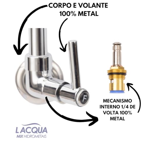 Torneira Cozinha Gourmet Parede Ducha 3 Funções Metal 100%