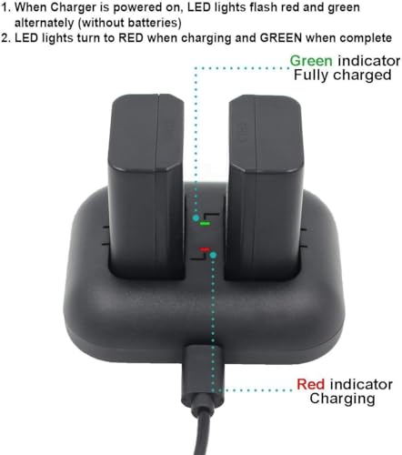 ENEGON NP-FW50 Batería 1300mAh(2 Piezas) y Kit de Cargador USB Dual para Sony ZV-E10, A6000, A6500, A6300, A6400, A7, A7II, A7RII, A7SII, A7S, A7S2, A7R, A7R2, A55, A5100, A5000, A3000, A55, RX10