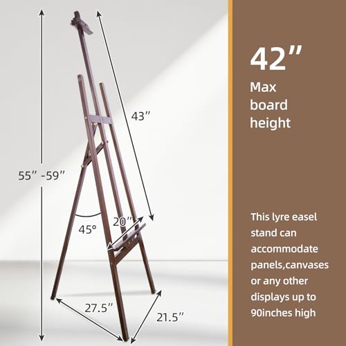 Image of Falling in Art Adjustable Wooden Easel Stand for Painting&Display, Brown