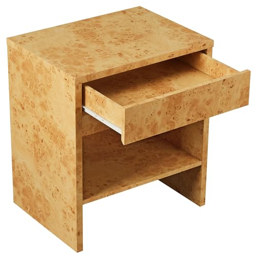Hudson Burl Wood 1-Drawer Nightstand with Shelf in Natural by Modway - Image 9