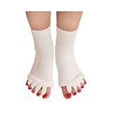 Natural Home Damen Zehenspreizer Wellness Socken Zehentrenner Pediküre Fuß Massage Socken (Beige)