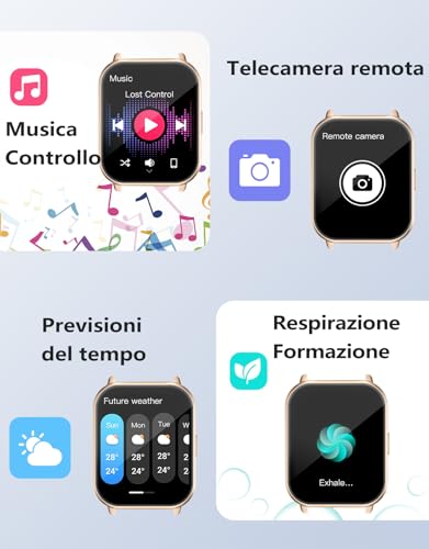 Ruimen Smartwatch Donna Chiamate Bluetooth Musica Orologio Sportive Contapassi Da Polso Cardiofrequenzimetro Saturazione Ossigeno Fitness Tracker Ciclo Mestruale Controllo Sonno Per Android Ios Rosa - 8