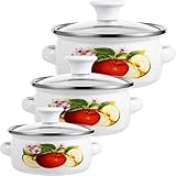MOLUCKFU 3 pièces Set Marmites Émaillées Empilables Poignées Doubles Casseroles Légères pour Soupe Cuisson Pâtes et Nouilles Design Pratique pour Cuisine Familiale