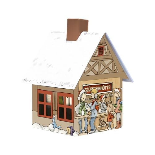 Crottendorfer - Räucherhaus Metall inkl. Räucherkerzenhalter - für Räucherkerzen Gr. M - Maße: 7,2 x 7,8 x 9,8 cm - Motiv: Glühweinhütte - Made in Germany