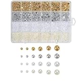 BetterJonny 半円パール 約3680個/箱 6種のサイズ ネイル パーツ 半円 パールラインストーン 半球 マニキュアデコ用 ネイル デコ用 ジュエリー DIY用 ハンドメイド素材 手作り用品