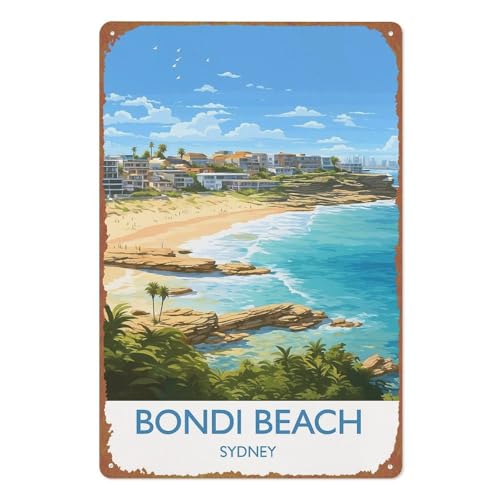 Vintage Metal Signs Bondi Beach Australia Wall Art 8x12