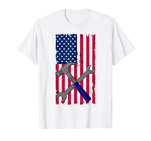 Camiseta de la bandera de los E.E.U.U. de las herramientas del garaje de la mecánica Camiseta