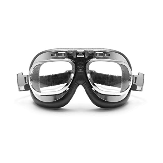 BERTONI Gafas Moto Mascara Vintage Aviadoras - Montura de Acero Cromo - Lentes Anti-Vaho Resistente a los Impactos - AF191CRA by Italy