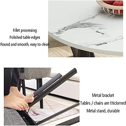 Dining Table Set For Home Or Business Reception Nordic Table 80Cm Imitation Marble Round Table Living Room Kitchen Dining Table 4-Piece Set (Color : Khaki) #TOP5