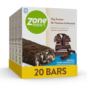 ZonePerfect Protein Bars, 12g Protein, 18 Vitamins & Minerals, Nutritious Snack Bar, Double Dark Chocolate, 20 Bars