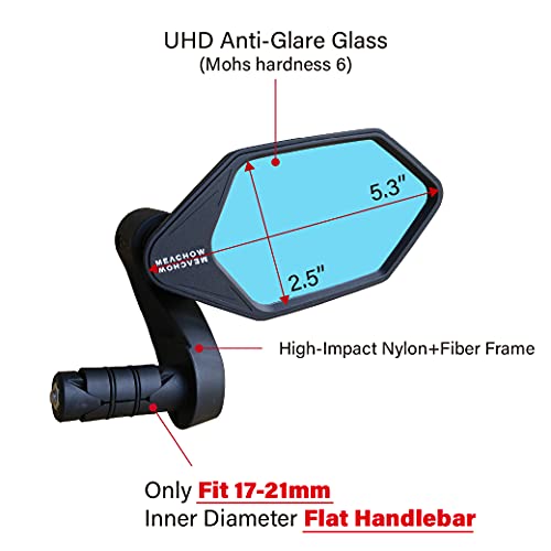image for MEACHOW New Bar End Bike Mirror, Crystal UHD Automotive Grade Glass Le