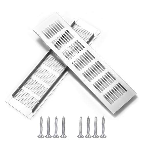 2 Pcs Kitchen Plinth Vent, 300 x 80 mm Radiator Grill Aluminum Alloy Air Vent Covers Plinth Vent Grill with Screws for Cupboard Wardrobe