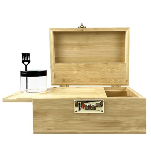 DEHVEN Large Bamboo Box Storage Decorative Jar Storage, Box with Lock - Thumbnail 6