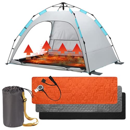 homeyuser Portable Heated Sleeping Pad, Outdoor Camping Sleeping Bag Pad, USB Powered Three-Speed Temperature Control Heating Pad for Cold Weather Camping, Backpacking or Hiking, Gray, 78 x 24in