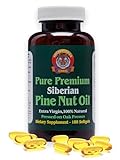 100% Pure Siberian Pine Nut Oil Capsules, Premium Quality, Cold Pressed Using Wooden Presses, No Preservatives or Additives, Benefits Digestive Health & Aids Gastritis, Ulcers, IBS – 180 Count