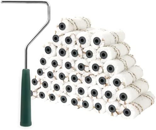 Mister Rui - Microfiber Paint Roller Covers 4 Inch - 40 Pack, Small Paint Roller Covers with Roller Frame Kit, Mini Paint Rollers for Painting Walls, Paint Supplies for House Painting