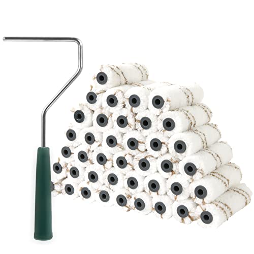 Mister Rui - Microfiber Paint Roller Covers 4 Inch - 40 Pack, Small Paint Roller Covers With Roller Frame Kit, Mini Paint Rollers For Painting Walls, Paint Supplies For House Painting #TOP2