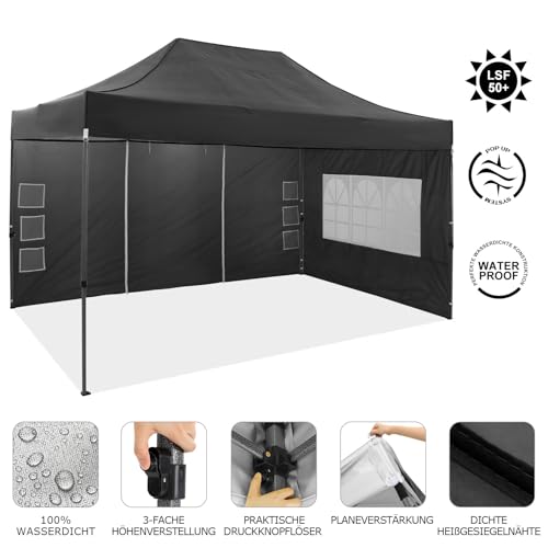 COBIZI Tonnelle Pliante 3x4,5 Imperméable avec 4 Parois,Barnum Pliant,Noir – vue 2