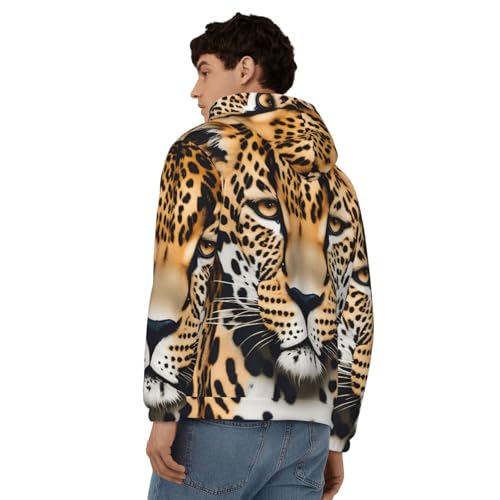 Sweat à capuche décontracté homme imprimé léopard coupe ample anti-froid