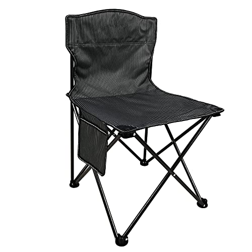 Portable Camp Chair Compact Ultralight Fishing Chair Armless Camping Chair With Front Pocket & Carrying Bag Support 265Lbs, For Outdoor Camping, Beach, Hunt, Bbq, Travel (Black Strips) #TOP12