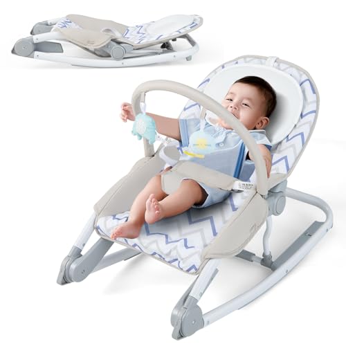 COSTWAY 2 in 1 Babywippe klappbar, tragbare Babyschaukel mit 3-stufig verstellbarer Rückenlehne & abnehmbarem Spielbogen, Babywippe mit Sicherheitsgurt, Babywiege bi...