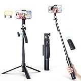 Marchpower 67'' Tripod for Cell Phone, Selfie Stick for iPhone Android with Remote and Light, Panoramic Photography Portable Travel Tripod for Video Recording/Live Streaming/Photography/Vlog