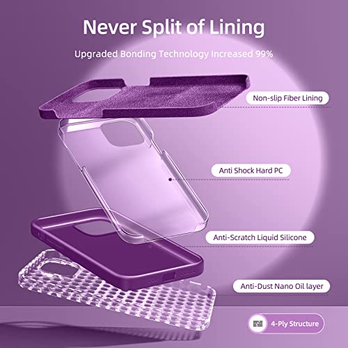 Dssairo 5 in 1 Designed for iPhone 13 Case, with 2 Pack Screen Protector,2 Pack Camera Lens Protector, Liquid Silicone Ultra Slim Shockproof Protective Phone Case Microfiber Lining 6.1,Violet Red by Dssairo - Image 3