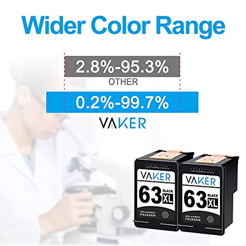 Vaker Remanufactured Ink Cartridge Replacement For Hp 63 63Xl Combo Pack For Officejet 3830 5255 5258 5200 4650 4655 Envy 4520 4510 Deskjet 3631 3639 3632 3634 Printer (2 Black) #TOP4