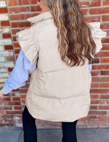 Esmeling Women’s Winter Warm Ruffled Puffer Vest Lightweight Sleeveless Gilet Jacket2