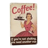 8x12 Inch Metal Sign Coffee Fashion Girl Retro Cafe Decor Retro Wall Decor For Coffee Bar Kitchen Cafe Corner Vanity Shelf Breakfast Nook And Boutique Wall Spaces